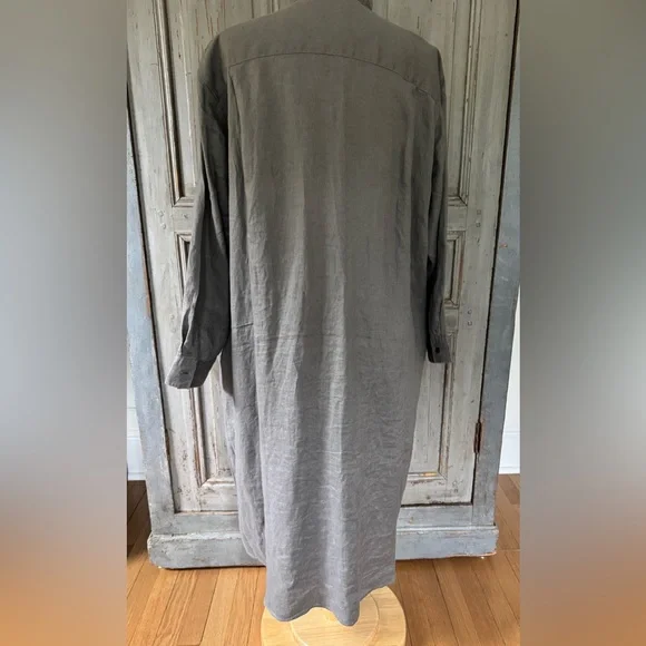 Muji French linen Button-Up Long Dress size L - Picture 4 of 6
